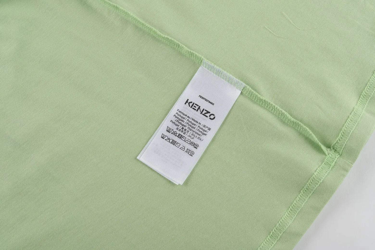 KENZ*2024SS spring and summer short-sleeved T-shirt New Arrival with letter logo digital printing technology, details are in place 💯, OVER SIZE large version, made of 220g double-ply double yarn cotton fabric, washed and treated, more comfortable to the touch, Same Style for men and women Color: White Green Size: XS-XL